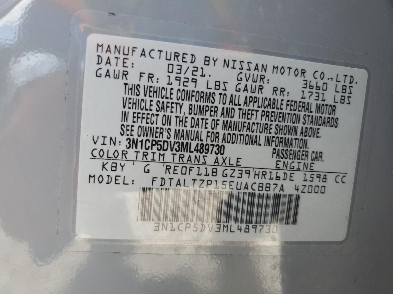 2021 Nissan Kicks Sr VIN: 3N1CP5DV3ML489730 Lot: 85111235
