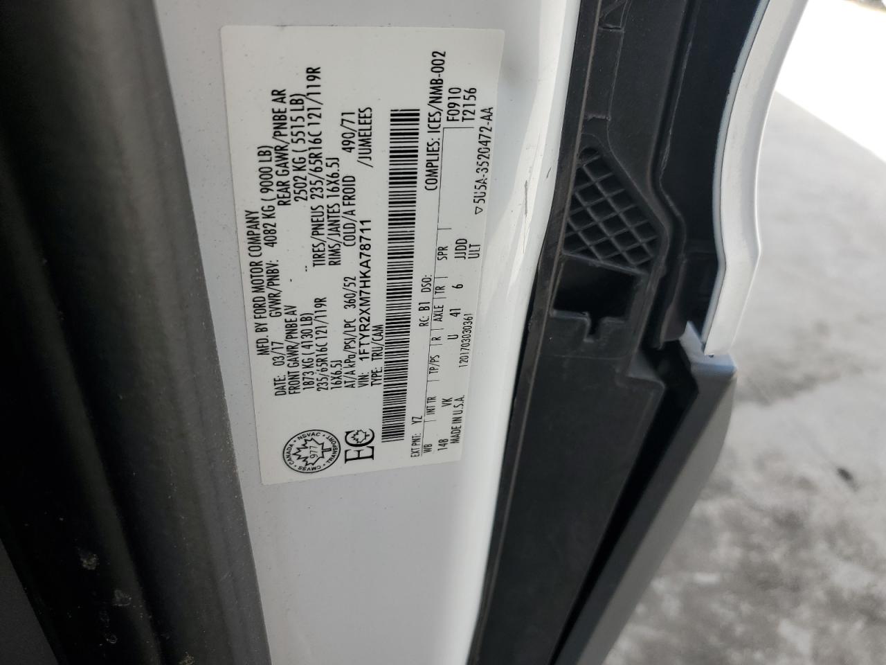 2017 Ford Transit T-250 VIN: 1FTYR2XM7HKA78711 Lot: 86607685