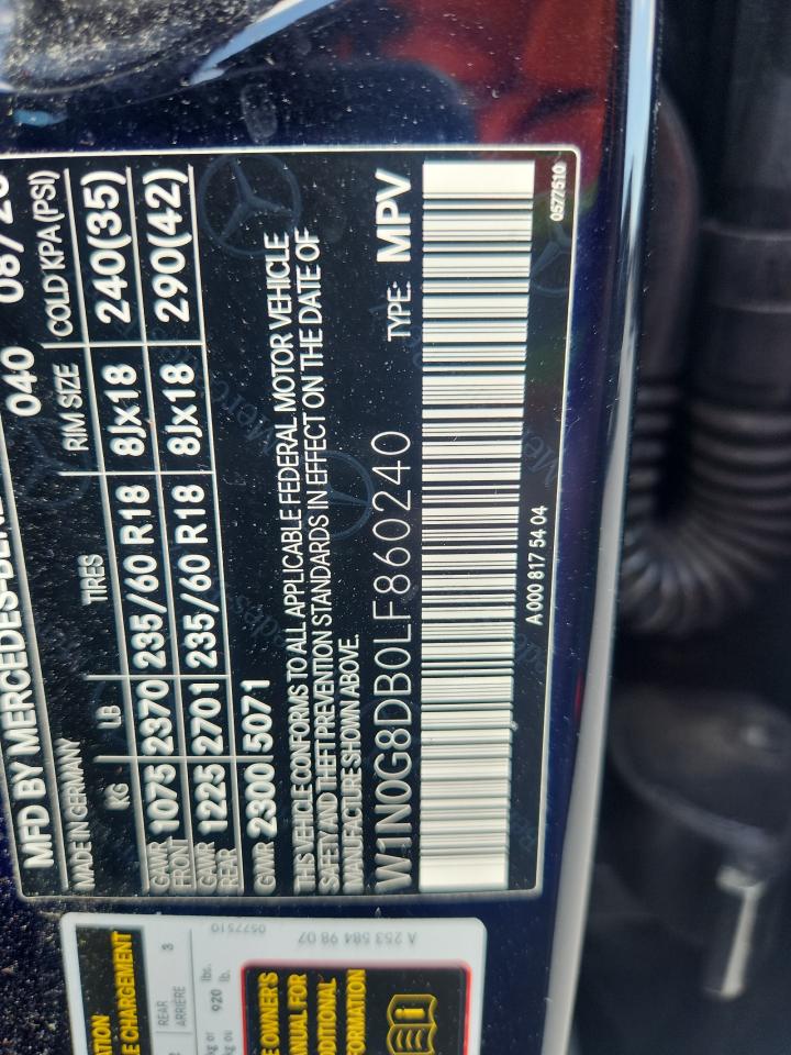 2020 Mercedes-Benz Glc 300 VIN: W1N0G8DB0LF860240 Lot: 82306855