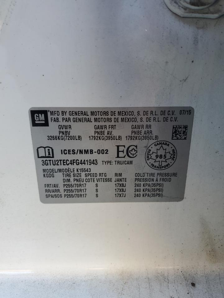 2015 GMC Sierra K1500 VIN: 3GTU2TEC4FG441943 Lot: 85390255