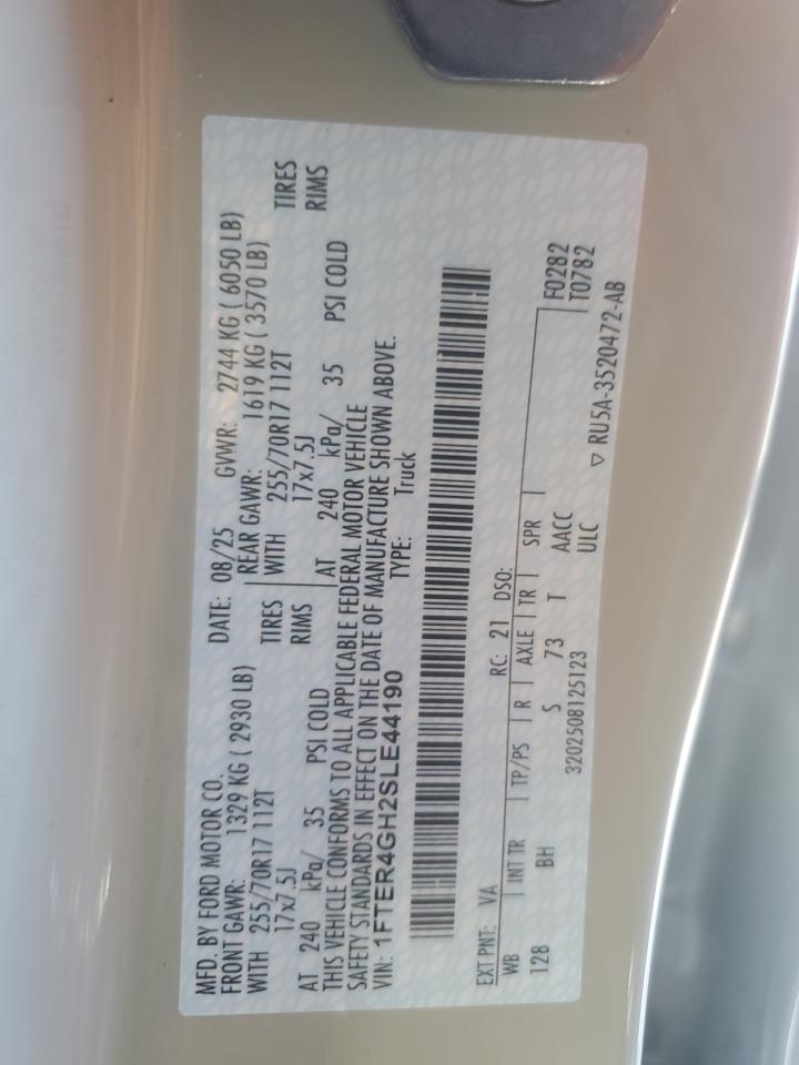 2025 Ford Ranger Xlt VIN: 1FTER4GH2SLE44190 Lot: 90027395