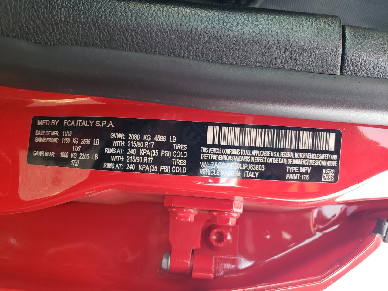 2018 Jeep Renegade Latitude VIN: ZACCJBBBXJPJ63803 Lot: 85151855