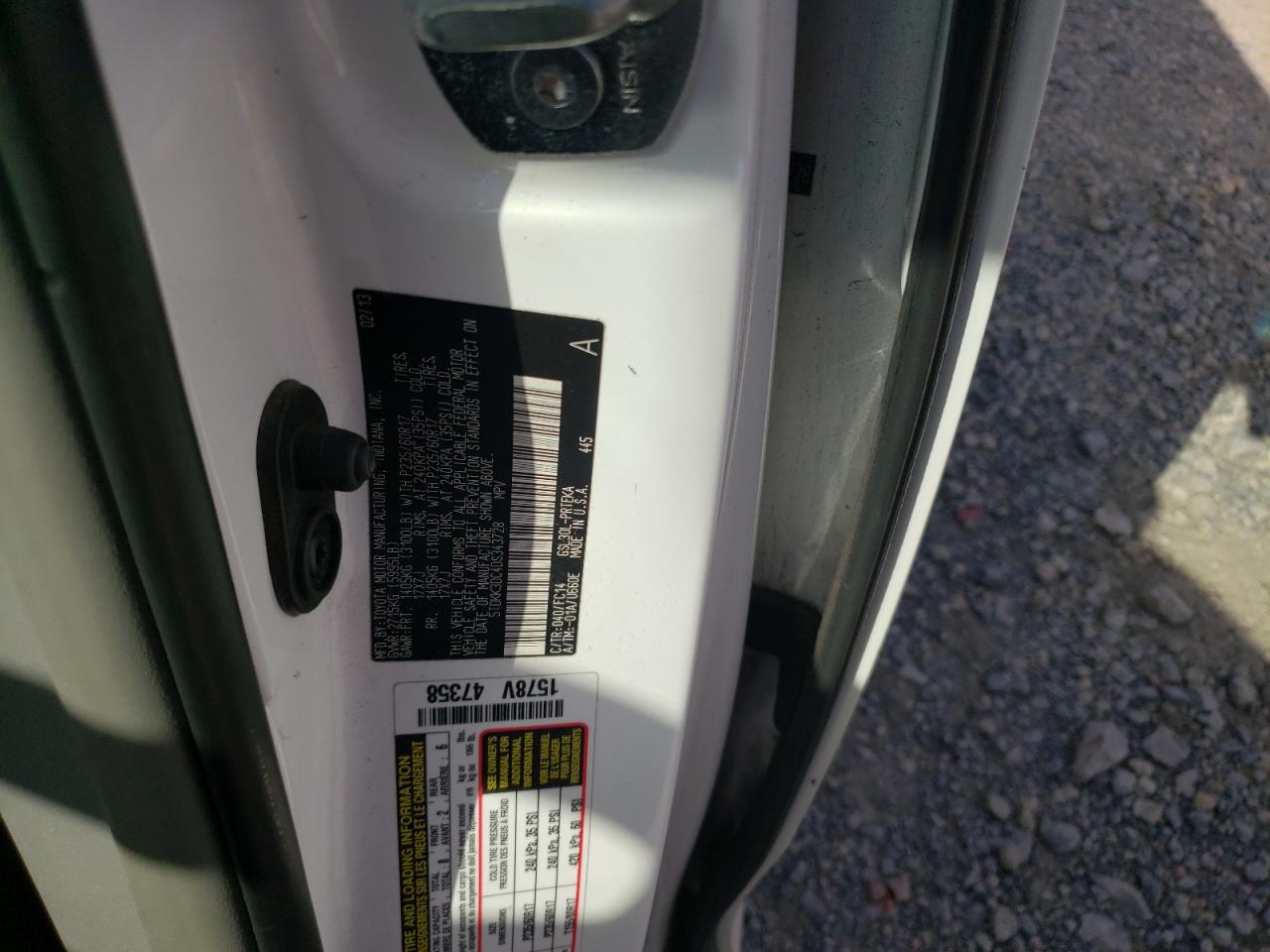 2013 Toyota Sienna Le VIN: 5TDKK3DC4DS343728 Lot: 82441635