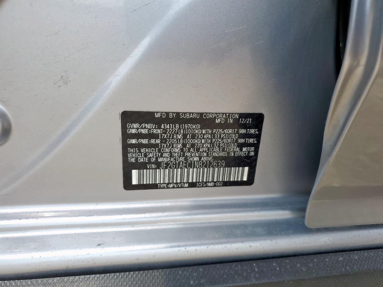 2022 Subaru Crosstrek Premium VIN: JF2GTAEC1N8212639 Lot: 81667805