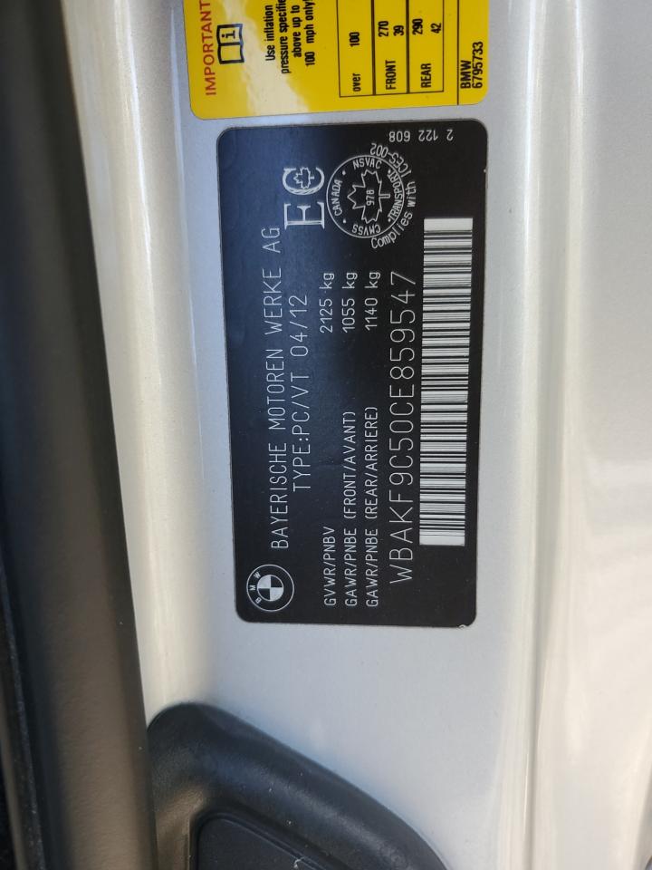 2012 BMW 335 Xi VIN: WBAKF9C50CE859547 Lot: 85513595