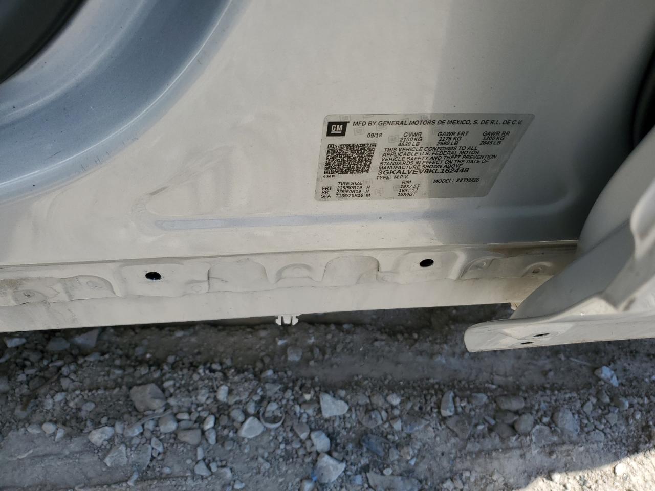 2019 GMC Terrain Slt VIN: 3GKALVEV8KL162448 Lot: 85323705