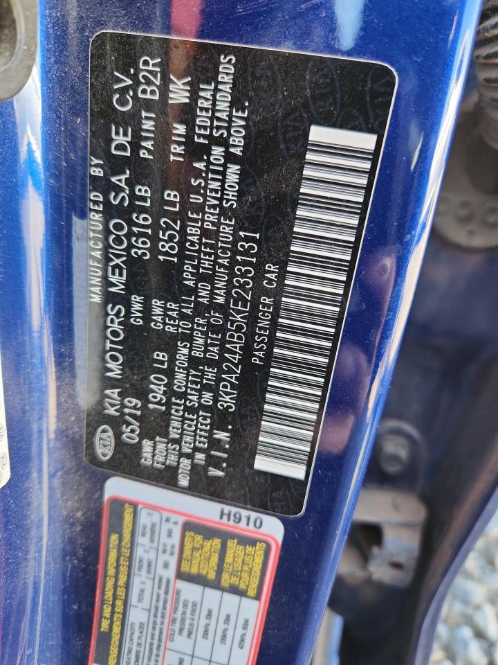 2019 Kia Rio S VIN: 3KPA24AB5KE233131 Lot: 85760515