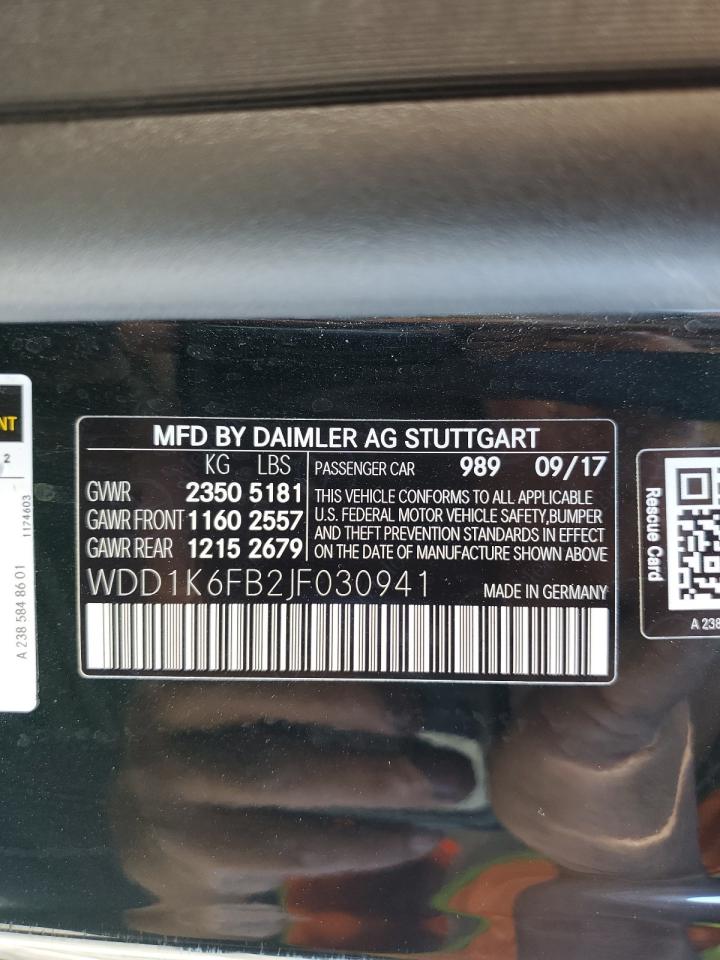 2018 Mercedes-Benz E 400 VIN: WDD1K6FB2JF030941 Lot: 81837925