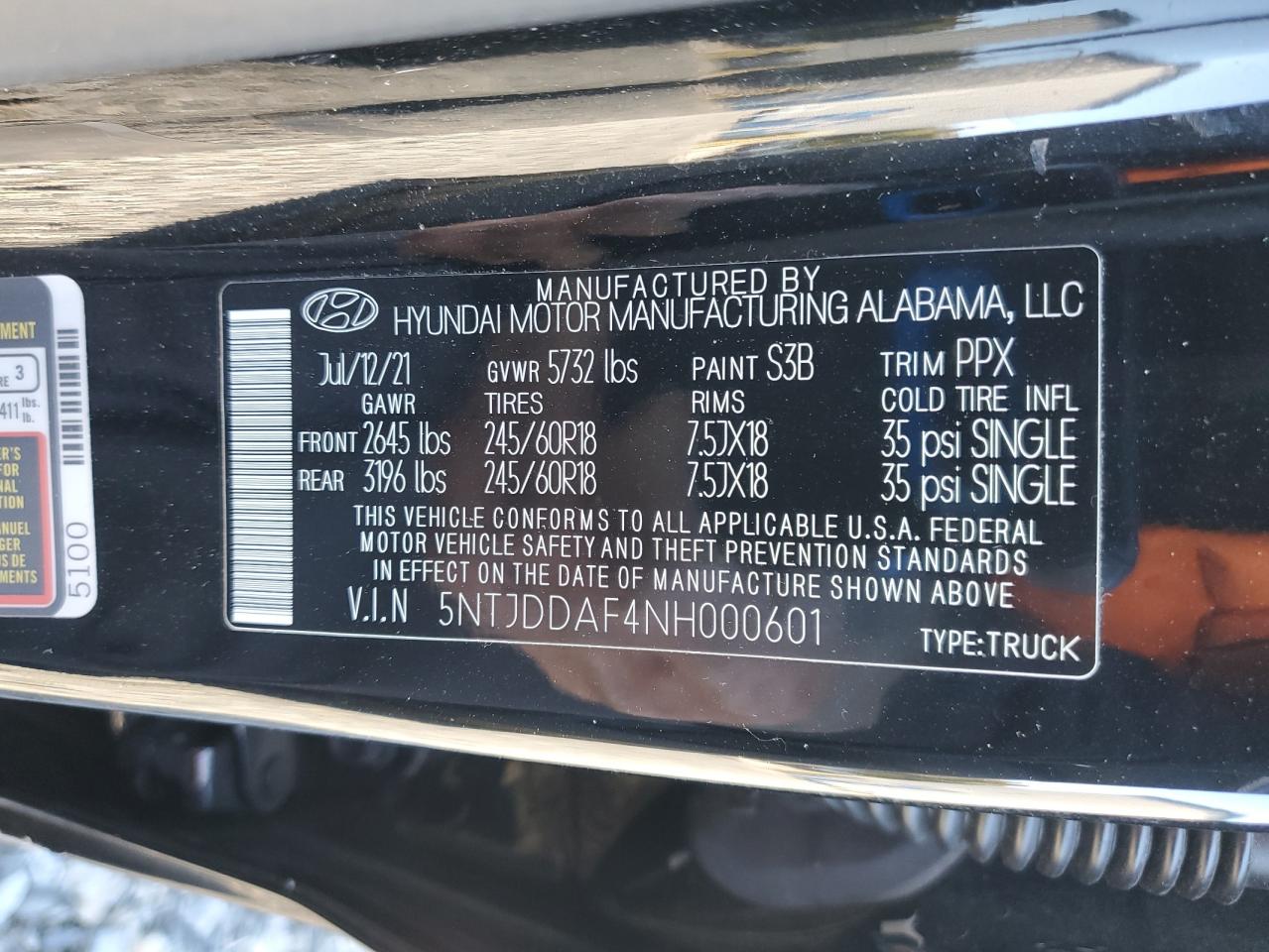 2022 Hyundai Santa Cruz Sel Premium VIN: 5NTJDDAF4NH000601 Lot: 85523385