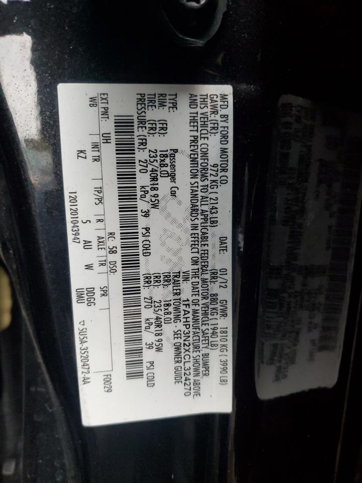 2012 Ford Focus Titanium VIN: 1FAHP3N2XCL324270 Lot: 89924235