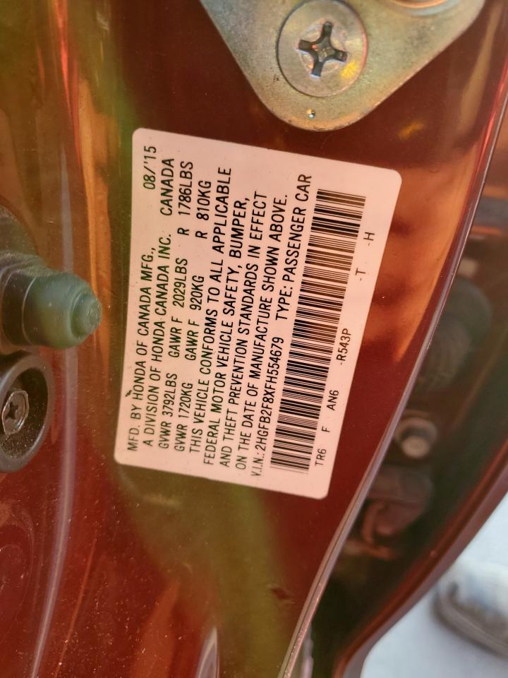 2015 Honda Civic Ex VIN: 2HGFB2F8XFH554679 Lot: 82456185