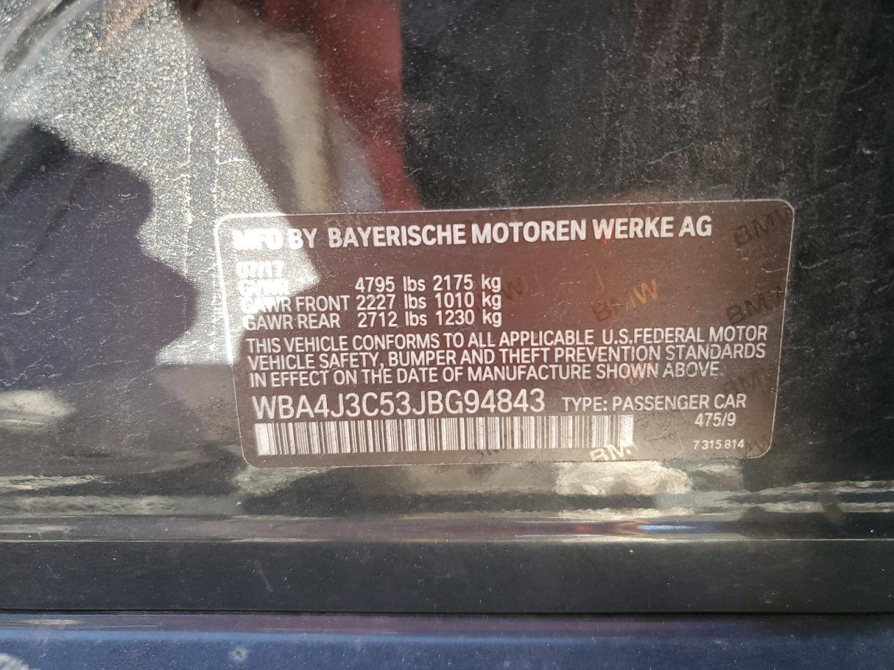 2018 BMW 430Xi Gran Coupe VIN: WBA4J3C53JBG94843 Lot: 87312815