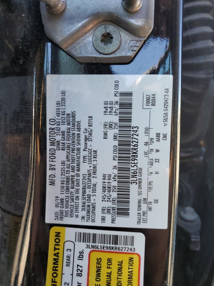 2019 Lincoln Mkz Reserve Ii VIN: 3LN6L5E98KR627243 Lot: 82353465