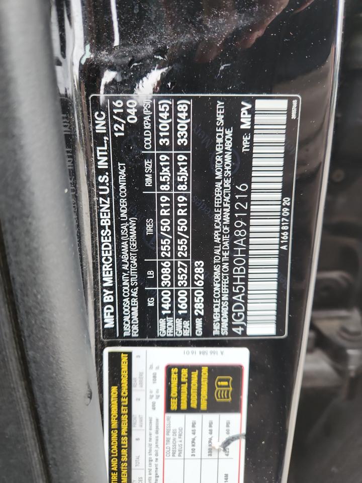 2017 Mercedes-Benz Gle 350 4Matic VIN: 4JGDA5HB0HA891216 Lot: 86465035