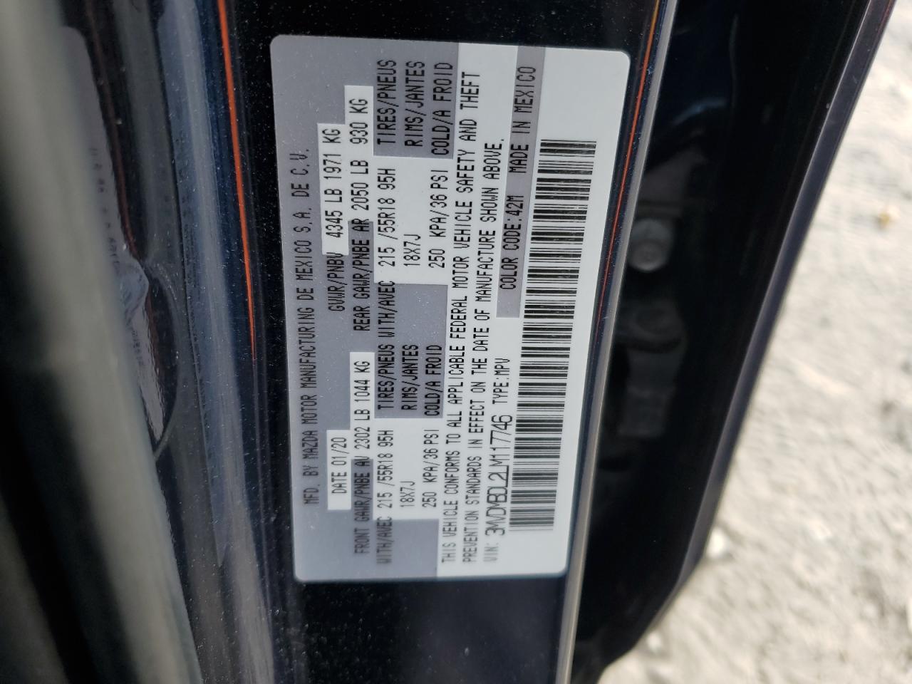 2020 Mazda Cx-30 Preferred VIN: 3MVDMBDL2LM117746 Lot: 90288615