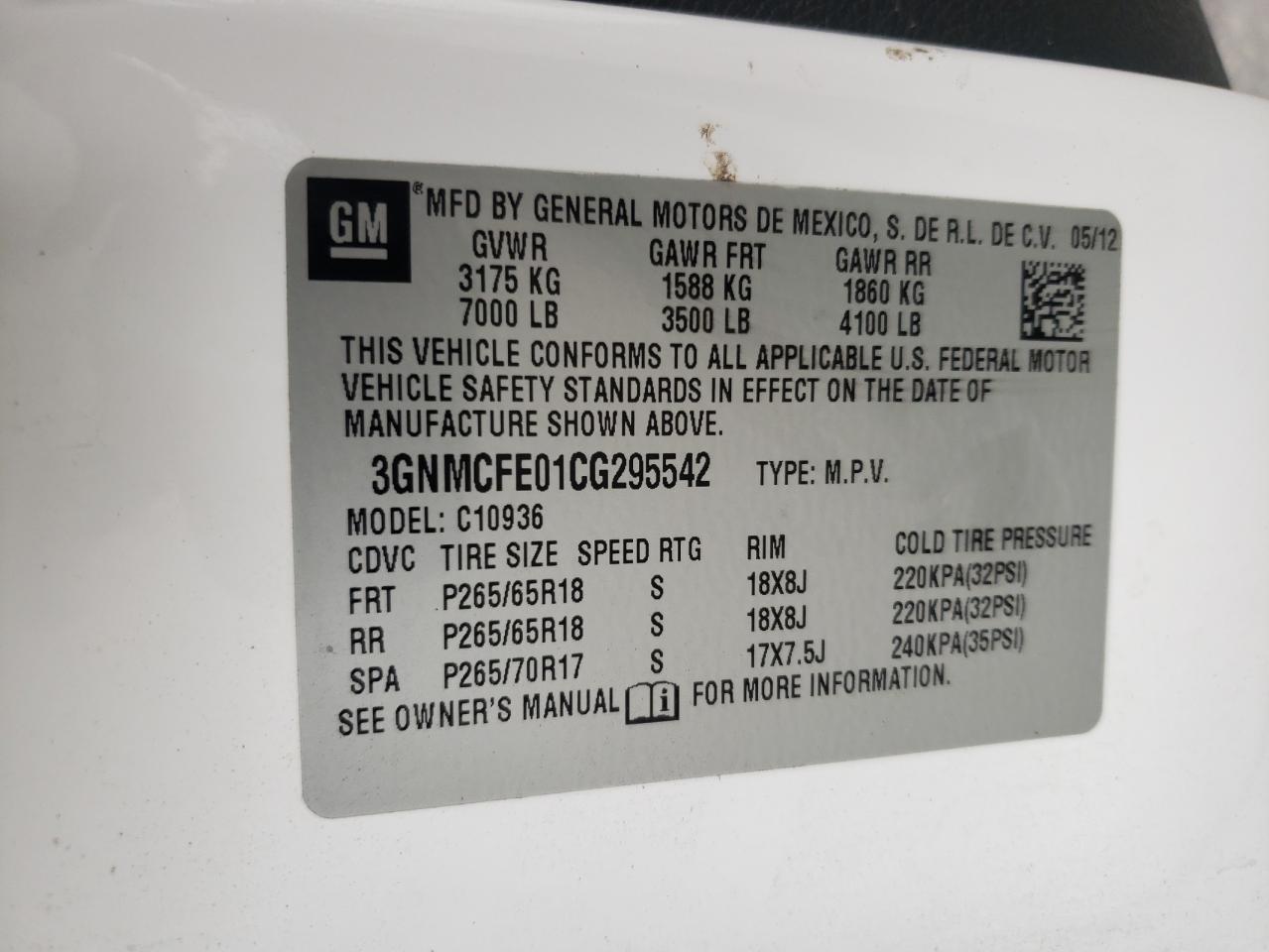 2012 Chevrolet Avalanche Lt VIN: 3GNMCFE01CG295542 Lot: 82359035