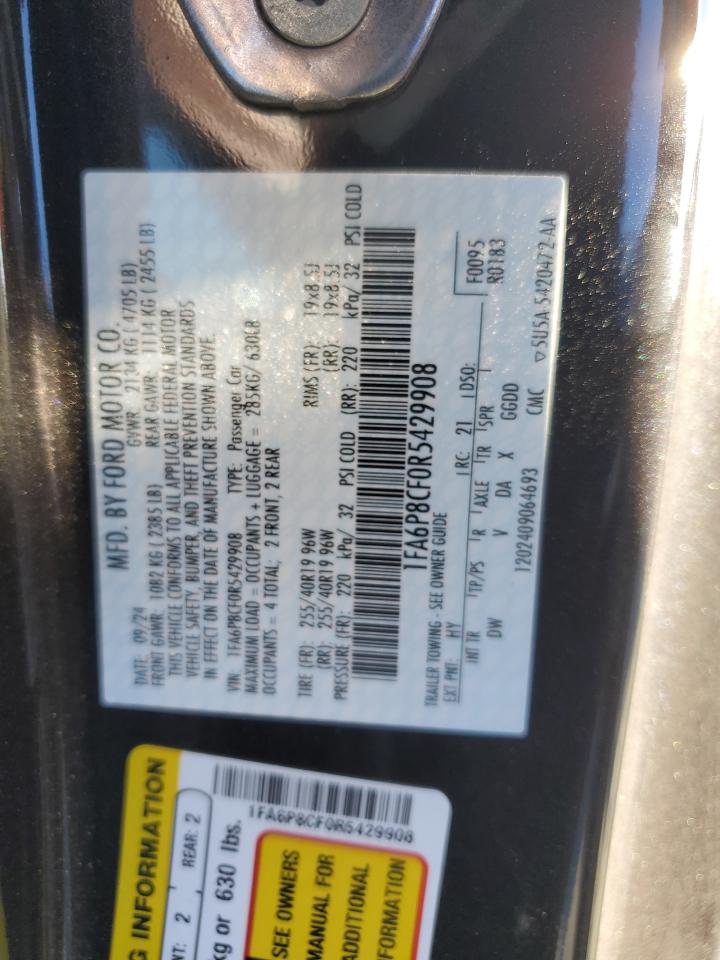 2024 Ford Mustang Gt VIN: 1FA6P8CF0R5429908 Lot: 86483505