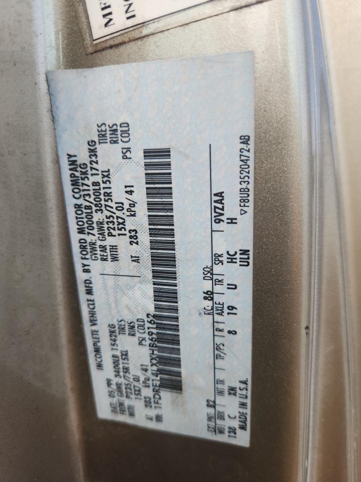 1999 Ford Econoline E150 Van VIN: 1FDRE14LXXHB69162 Lot: 82242285