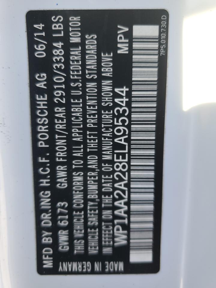 2014 Porsche Cayenne VIN: WP1AA2A28ELA95344 Lot: 90610935