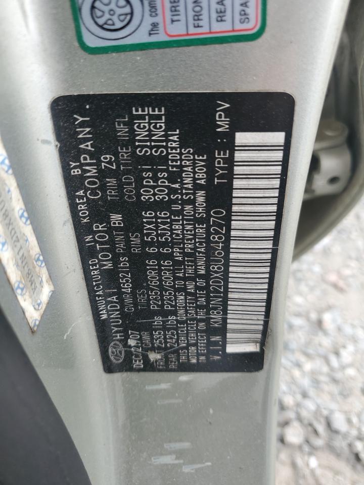 2008 Hyundai Tucson Se VIN: KM8JN12DX8U848270 Lot: 85494285