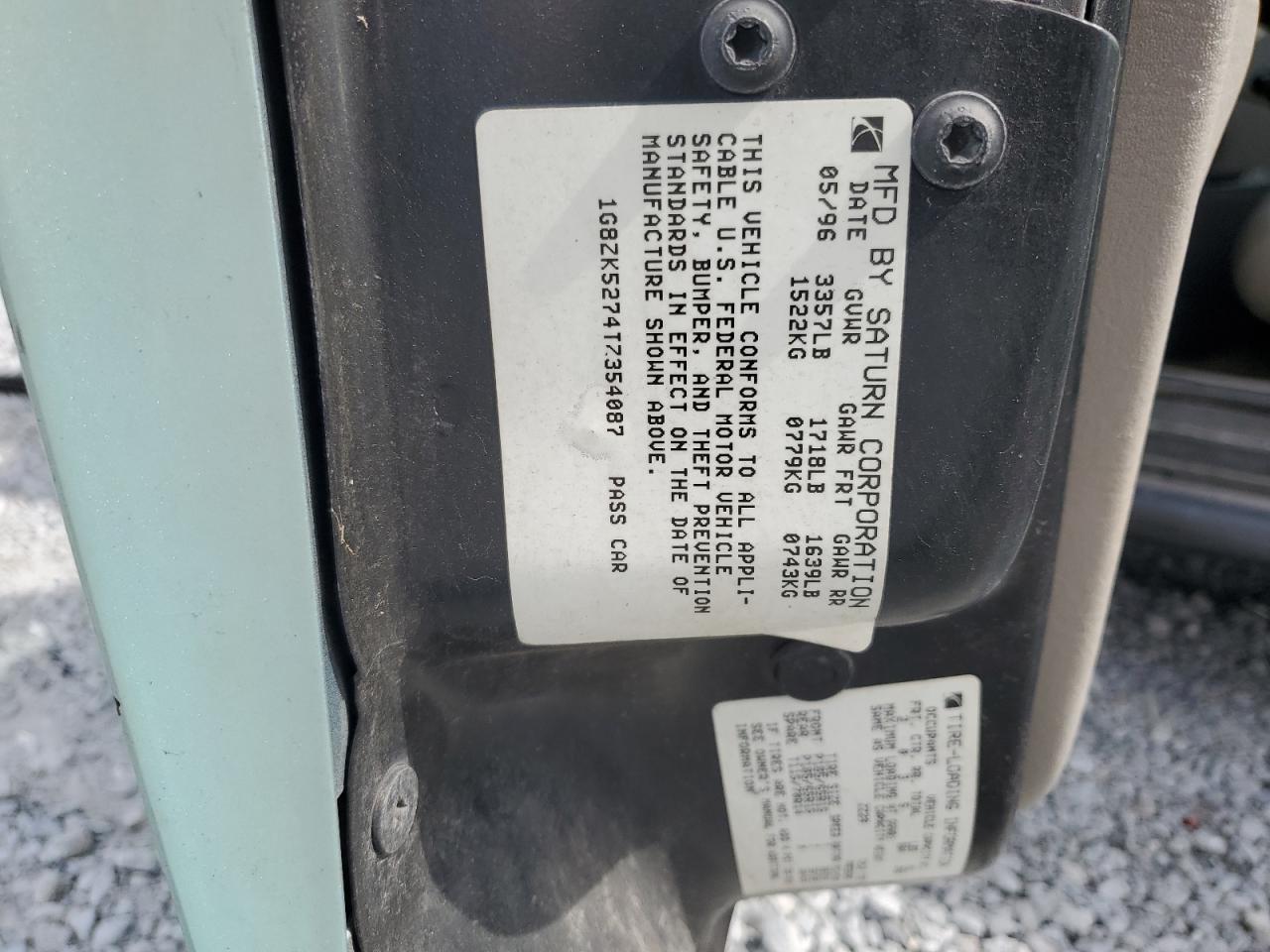 1996 Saturn Sl2 VIN: 1G8ZK5274TZ354087 Lot: 85761805