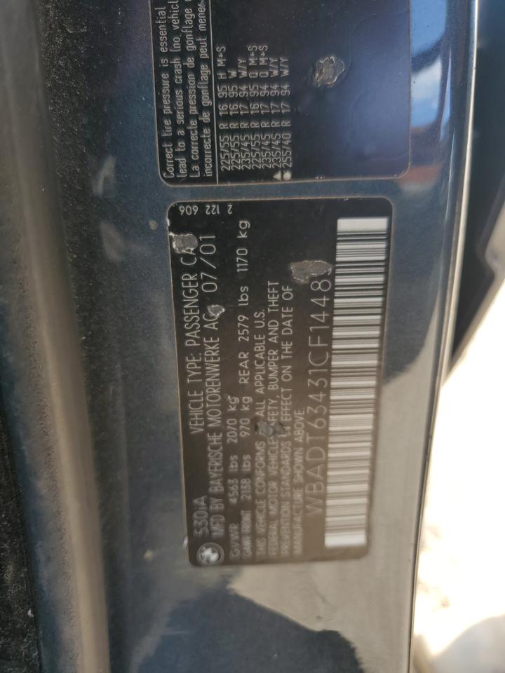 2001 BMW 530 I Automatic VIN: WBADT63431CF14483 Lot: 82485975