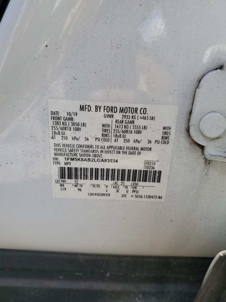 2020 Ford Explorer Police Interceptor VIN: 1FM5K8AB2LGA83534 Lot: 84735305