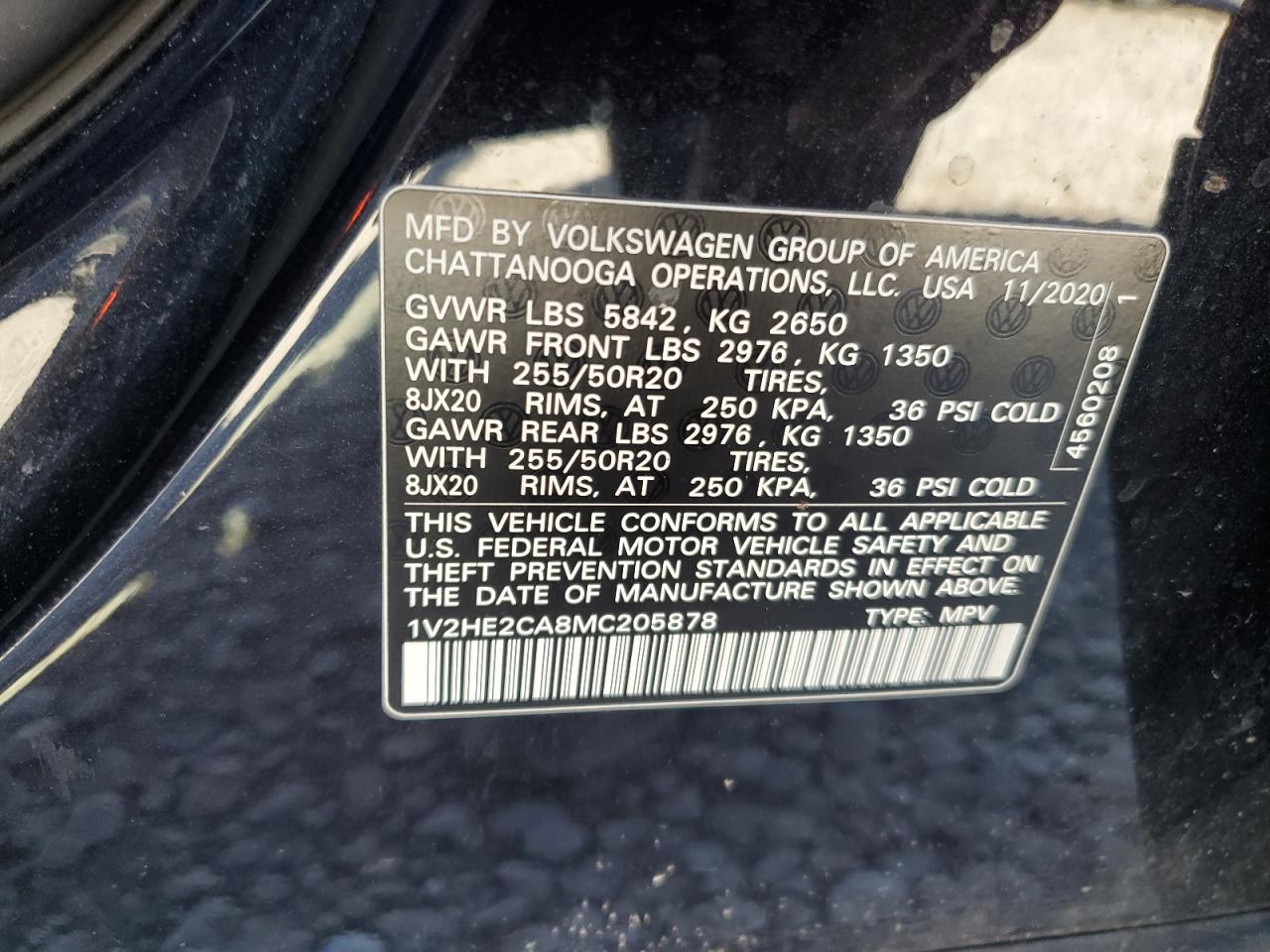 2021 Volkswagen Atlas Cross Sport Se VIN: 1V2HE2CA8MC205878 Lot: 82453785