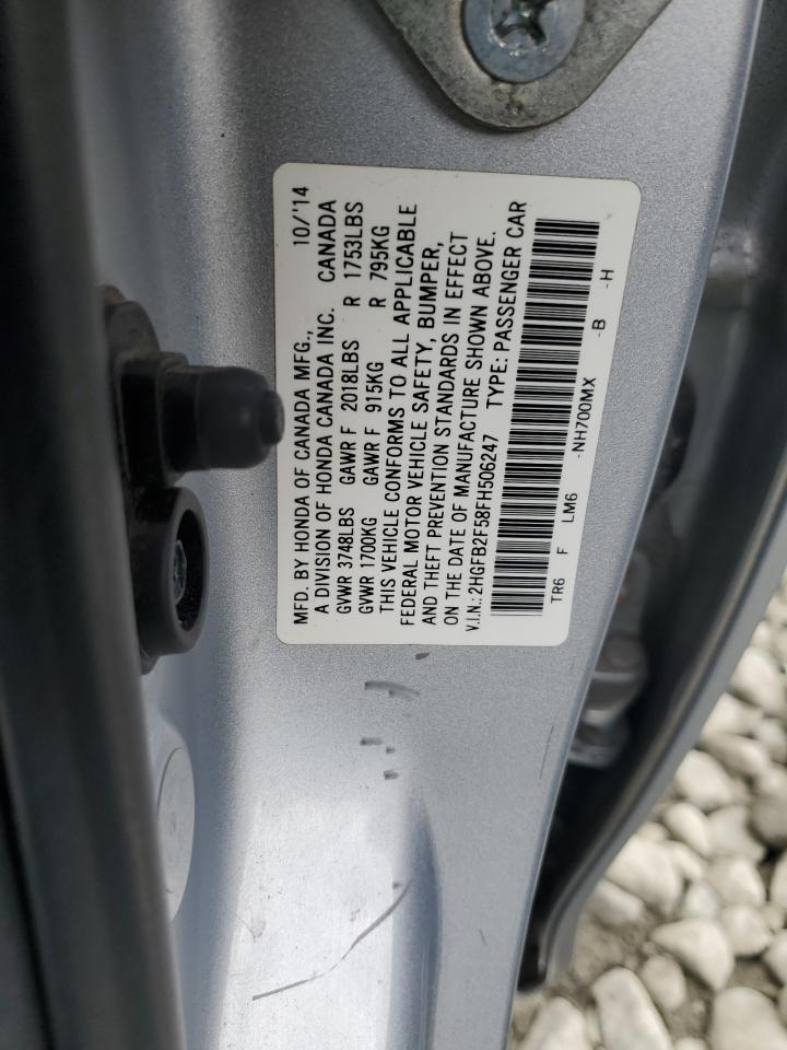 2015 Honda Civic Lx VIN: 2HGFB2F58FH506247 Lot: 82305525