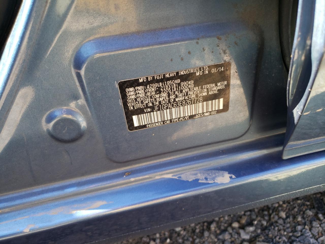 2014 Subaru Impreza Premium VIN: JF1GPAC63E8267728 Lot: 85897855