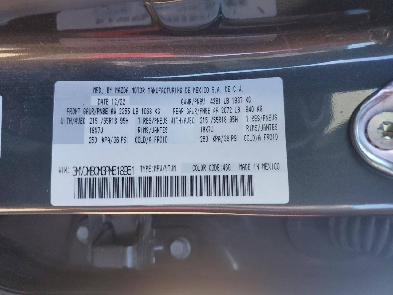 2023 Mazda Cx-30 Preferred VIN: 3MVDMBCM3PM518951 Lot: 84259645