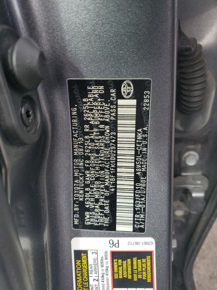 2013 Toyota Camry L VIN: 4T1BF1FK1DU297473 Lot: 85008005