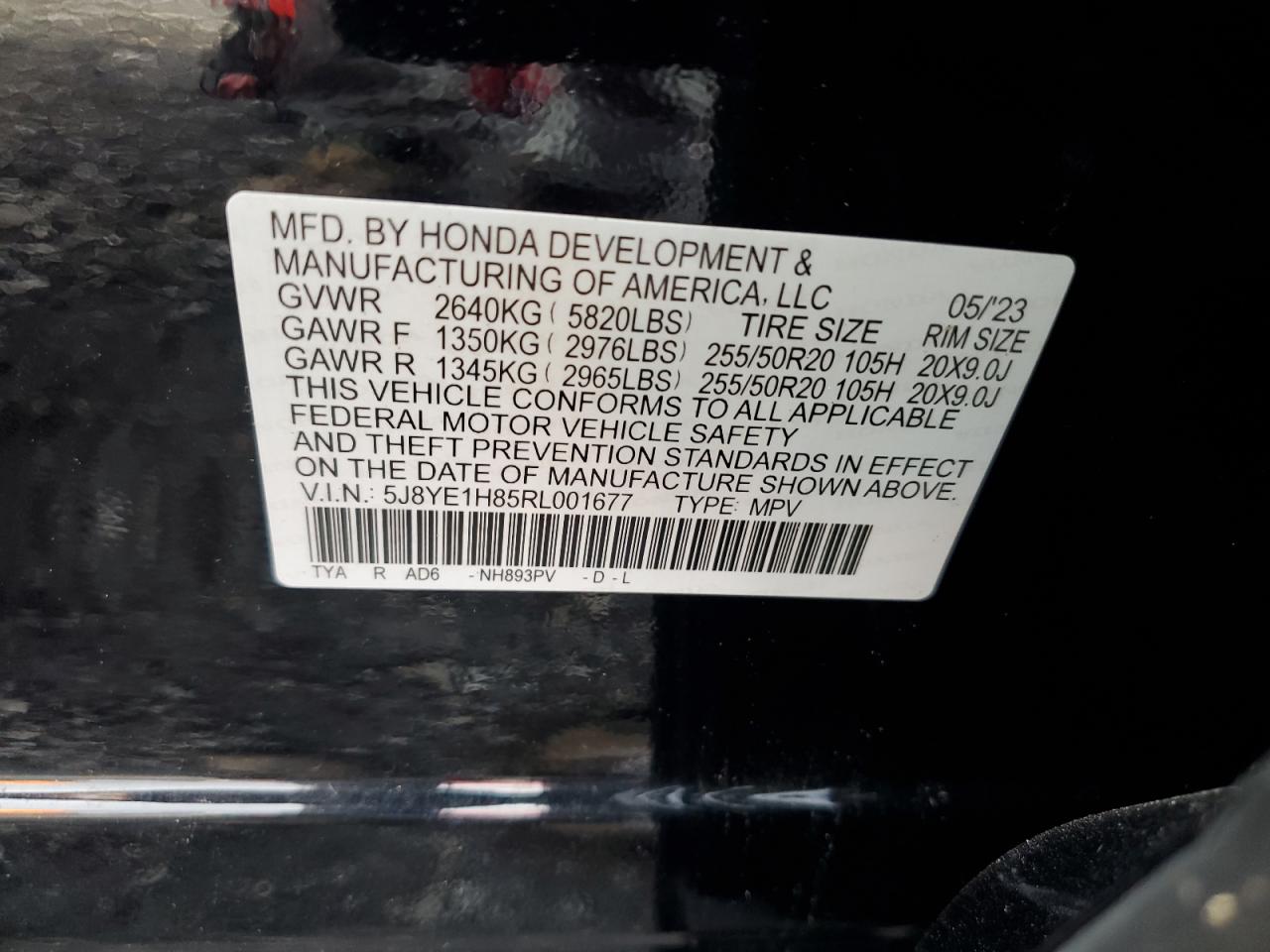 2024 Acura Mdx Advance VIN: 5J8YE1H85RL001677 Lot: 89806135