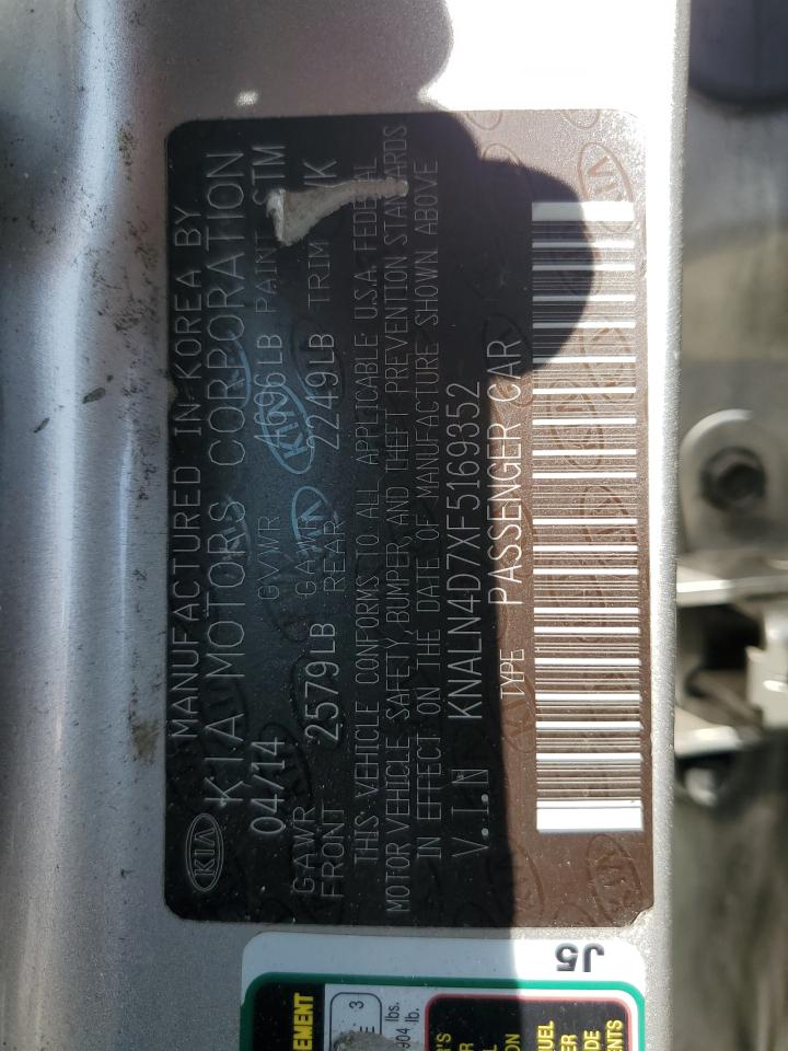 2015 Kia Cadenza Premium VIN: KNALN4D7XF5169352 Lot: 85145455