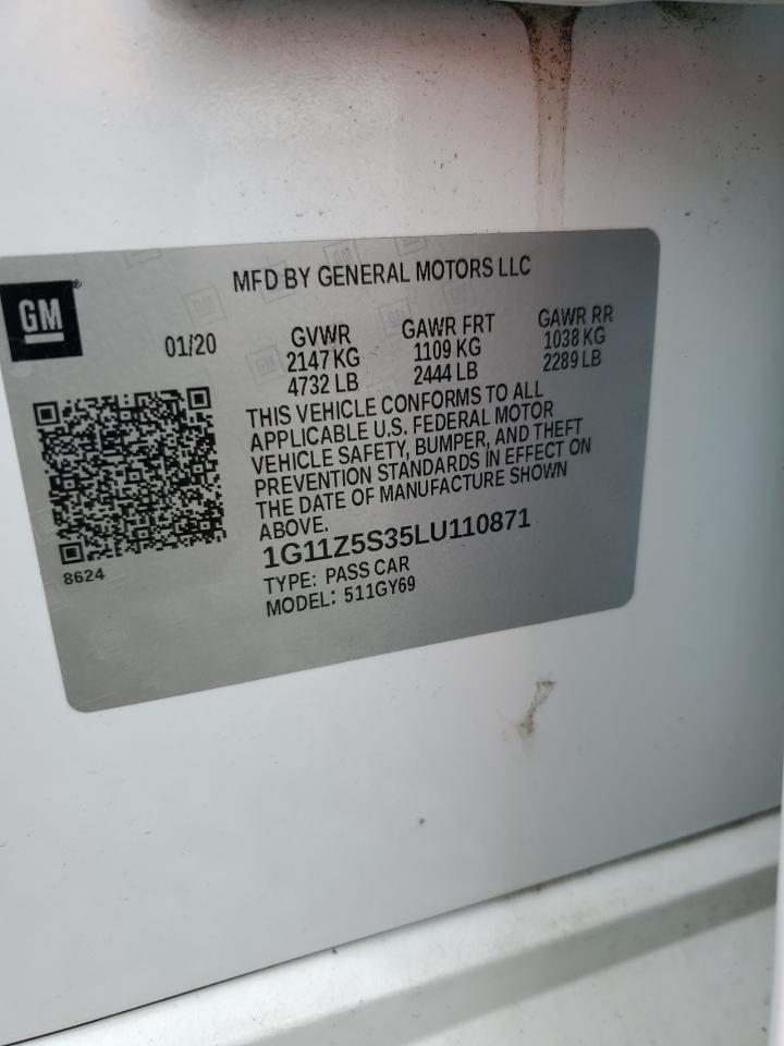 2020 Chevrolet Impala Lt VIN: 1G11Z5S35LU110871 Lot: 85545925