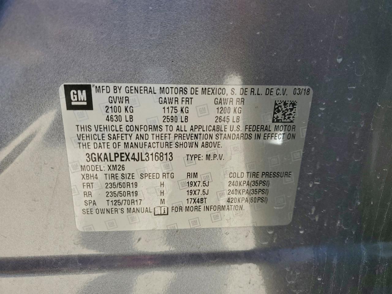 2018 GMC Terrain Slt VIN: 3GKALPEX4JL316813 Lot: 90982395