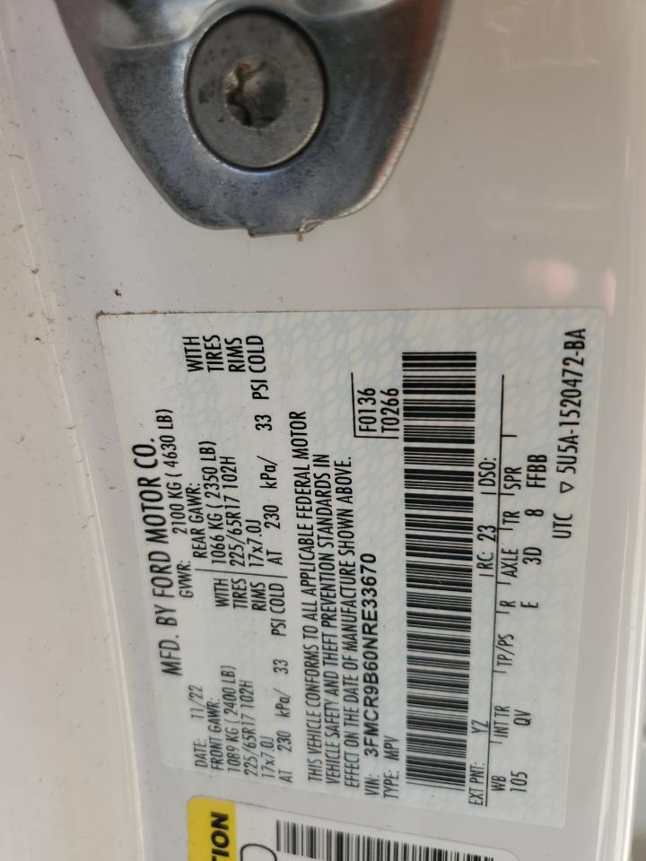 2022 Ford Bronco Sport Big Bend VIN: 3FMCR9B60NRE33670 Lot: 86890625