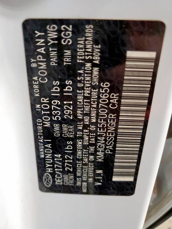 2015 Hyundai Genesis 3.8L VIN: KMHGN4JE5FU070656 Lot: 85705475