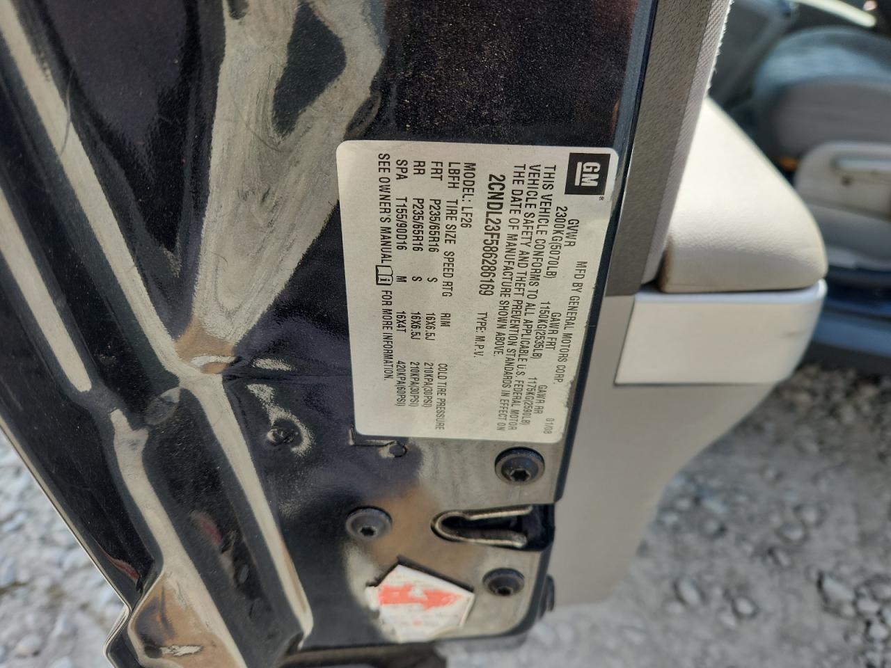 2008 Chevrolet Equinox Ls VIN: 2CNDL23F586286169 Lot: 85743095