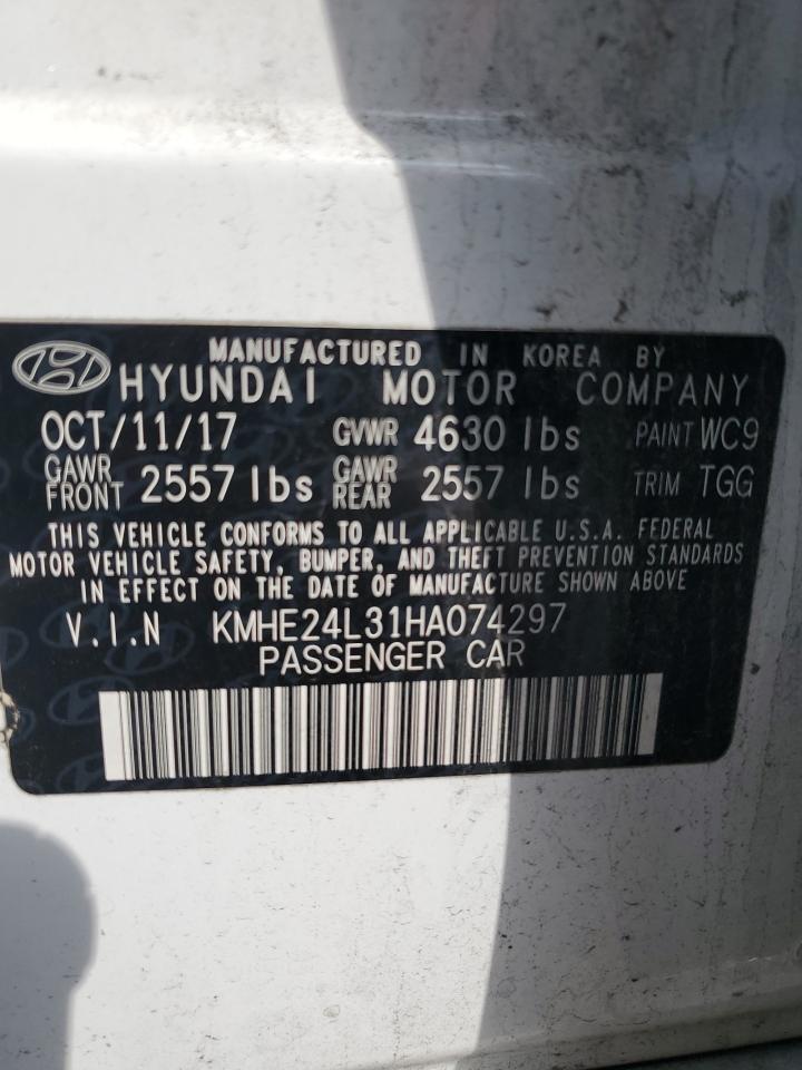 2017 Hyundai Sonata Hybrid VIN: KMHE24L31HA074297 Lot: 82219925