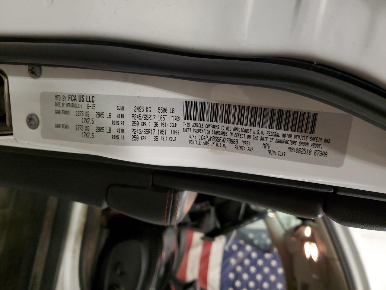 2015 Jeep Cherokee Trailhawk VIN: 1C4PJMBS9FW778868 Lot: 86256985