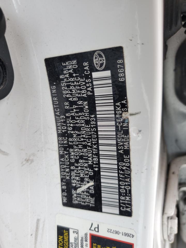 2014 Toyota Camry L VIN: 4T1BF1FK1EU751934 Lot: 85538815