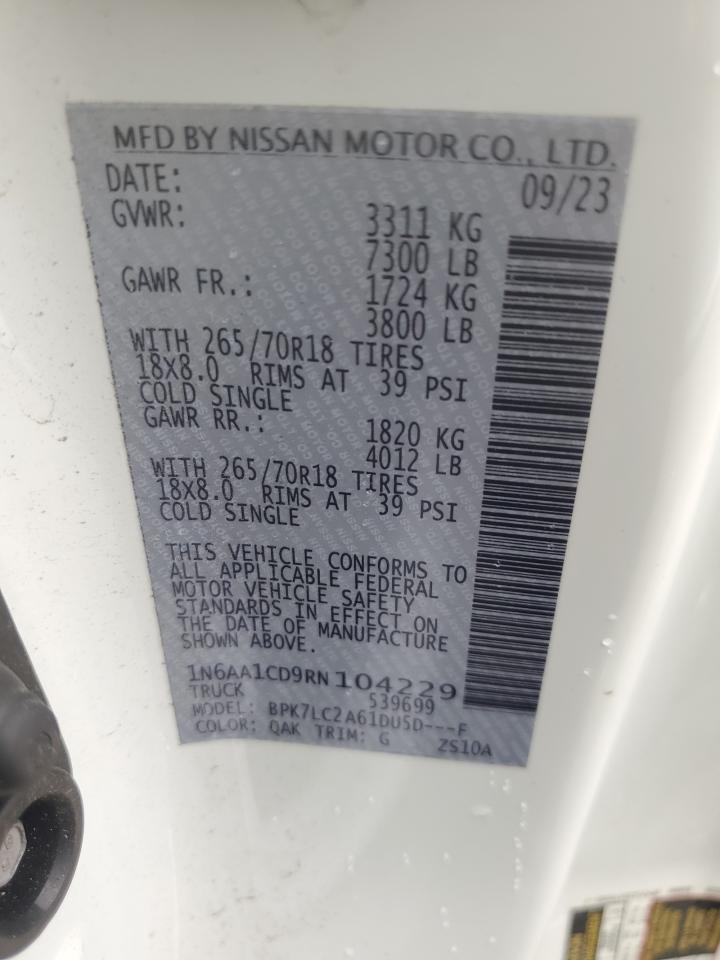 2024 Nissan Titan Sv VIN: 1N6AA1CD9RN104229 Lot: 85550745