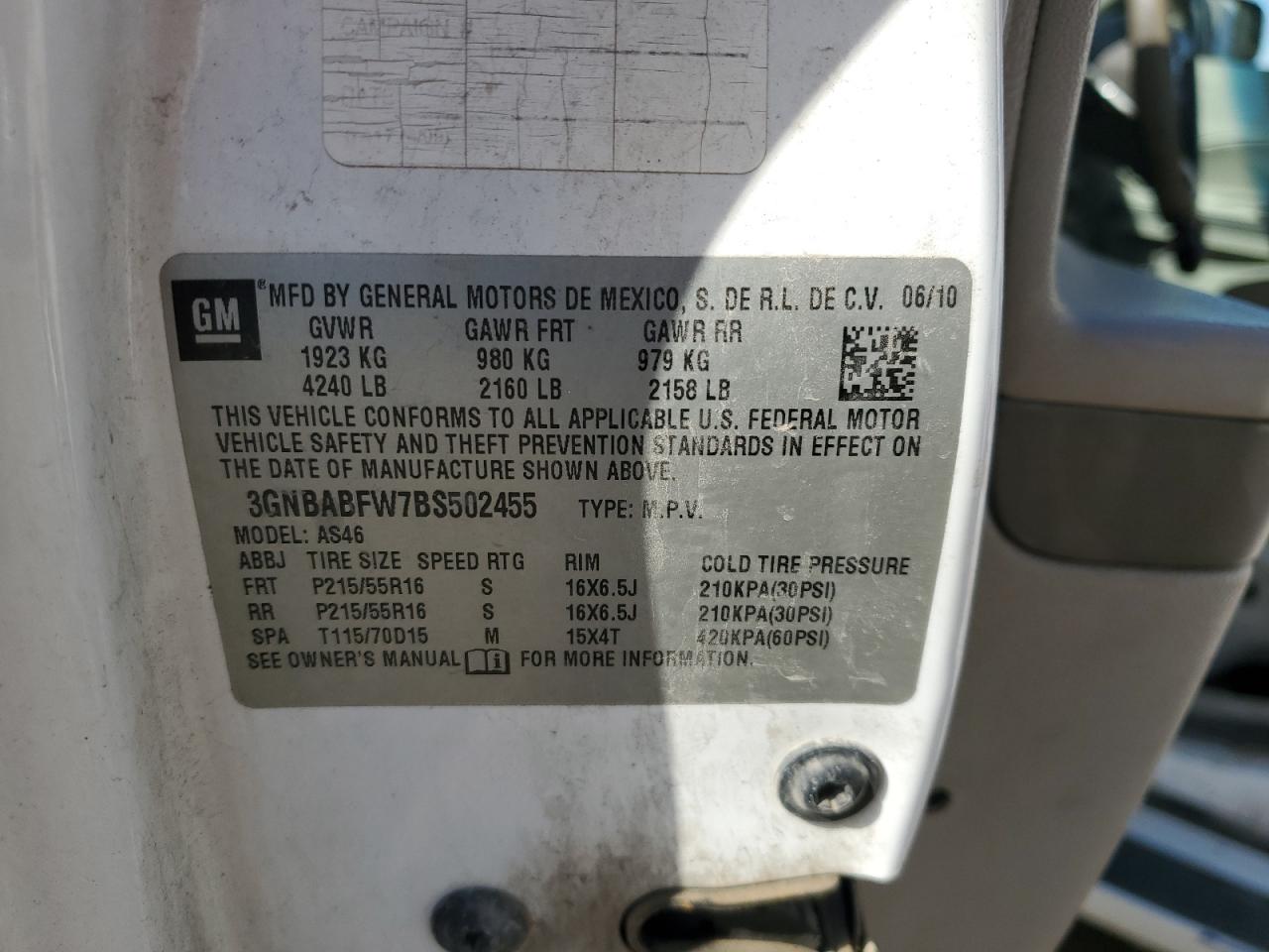 2011 Chevrolet Hhr Lt VIN: 3GNBABFW7BS502455 Lot: 85671265