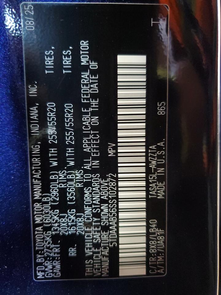 2025 Toyota Grand Highlander Le VIN: 5TDAAAB56SS102872 Lot: 85694185