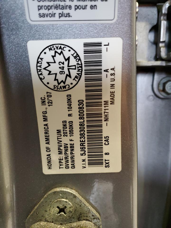 2008 Honda Cr-V Lx VIN: 5J6RE38308L800830 Lot: 89616415