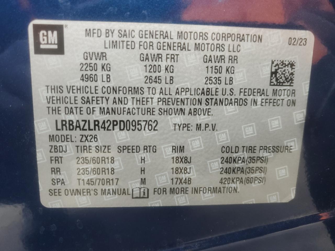 2023 Buick Envision Preferred VIN: LRBAZLR42PD095762 Lot: 86641545