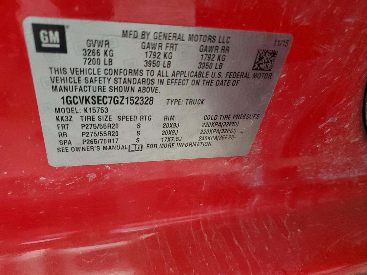 2016 Chevrolet Silverado K1500 Ltz VIN: 1GCVKSEC7GZ152328 Lot: 81898895