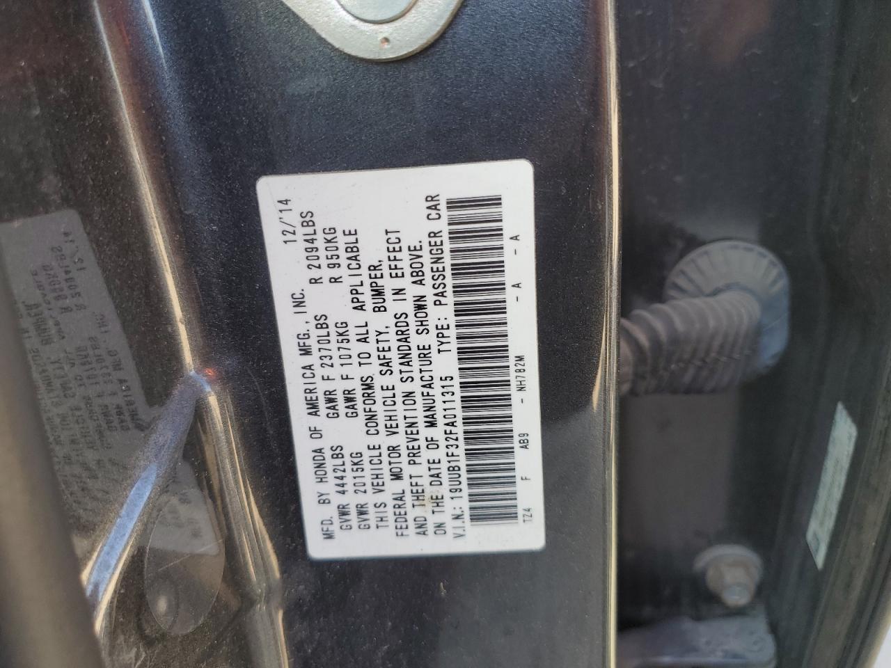 2015 Acura Tlx VIN: 19UUB1F32FA011315 Lot: 84974445