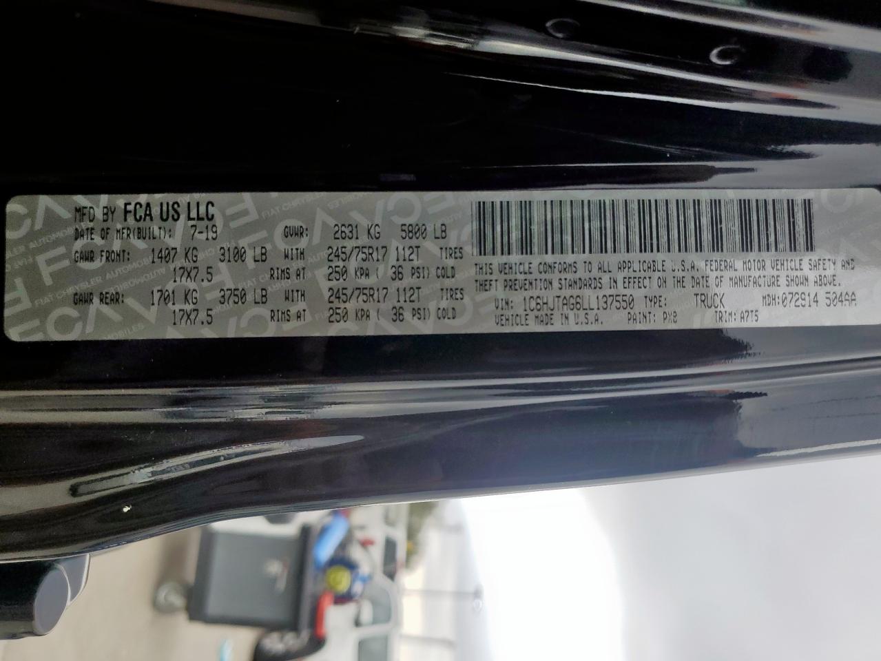 2020 Jeep Gladiator Sport VIN: 1C6HJTAG6LL137550 Lot: 89815695